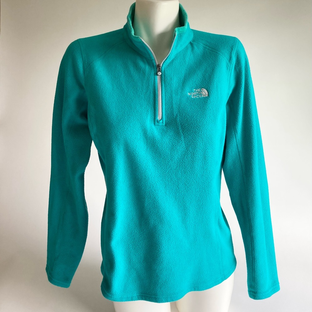 The North Face Blue Green Polyester 1/3 Zip Pullover Sweater size M